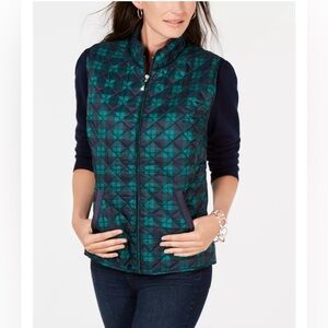 Karen Scott's puffer jacket size large plaid blue green